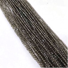 Natural Smoky Quartz 2-2.5mm round facet beads strand